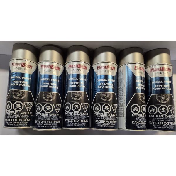 Six Brand New 11OZ Cans Of PlastiKote By Valspar Steel Wheels Wheel Spray Paint 
