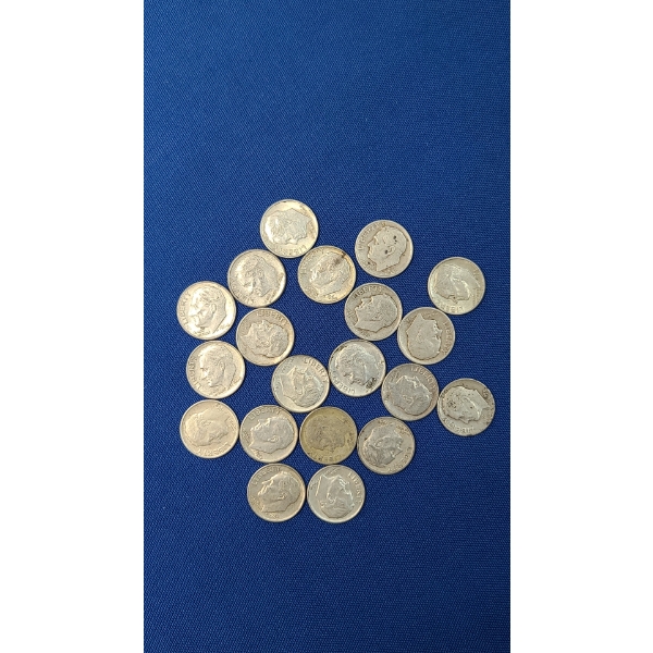 Assorted Years/Mint Marks U.S 90% Silver Roosevelt Dimes - Face Value: $2.00