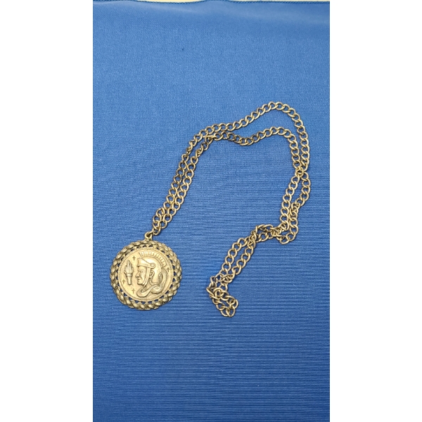 Costume Silver-Tone Heraldic Knight Medallion Pendant Necklace 