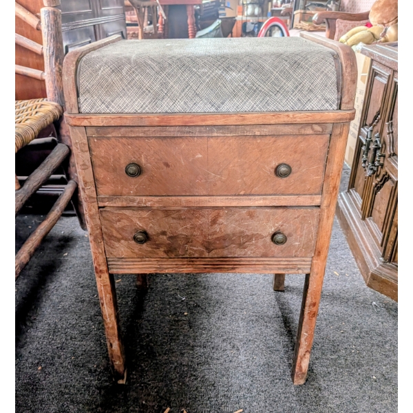 Vintage Wooden Stool With Hidden Jewelry Storage Area 15"x25"