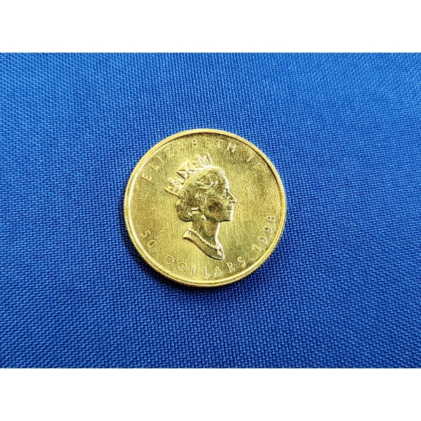 1998 Canadian Gold Maple Leaf $50 Coin - 1 oz .9999 Fine Gold - Fantastic Coin! 