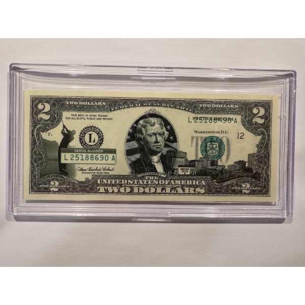 2003 United States Jefferson SOUTH CAROLINA $2.00 Bill In Hard Case Holder - Mint Condition - RARE
