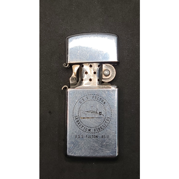 Vintage USS Fulton Submarine Tender AS-11 Zippo Slim Lighter 