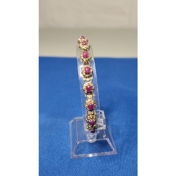 Women's Sterling Silver Bracelets With Purple & Clear Stones - Total Weight: 14.9g