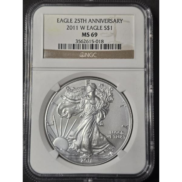 NGC MS69 2011-W American Silver Eagle - 25th Anniversary