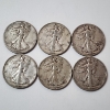 Image 1 : Six Assorted Years United States 90% Silver Walking Liberty Half Dollars - Face Value: $3.00