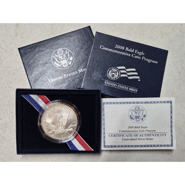 2008 United States Bald Eagle Commemorative 90% Silver Dollar 26.73 Grams