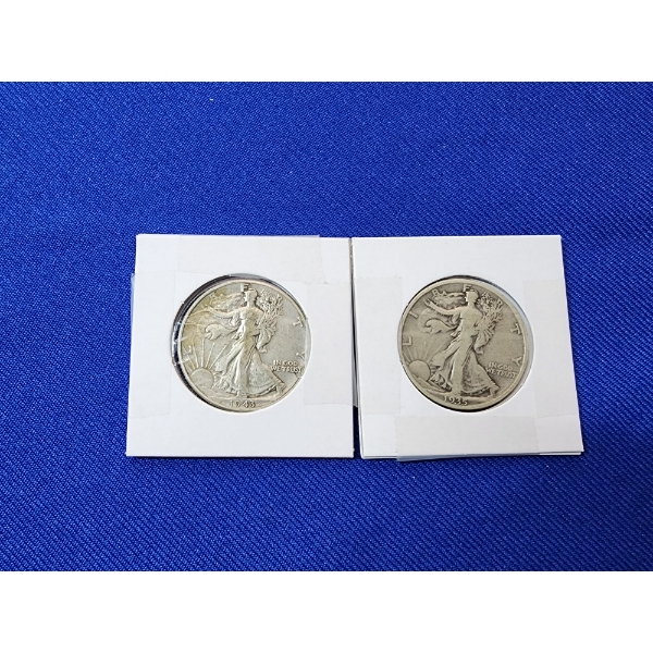 2 United States Walking Liberty Silver Half Dollars: 1943 and 1935