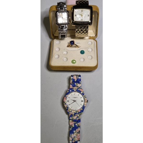 Three Beautiful Ladies Watches & Costume Adjustable Ring