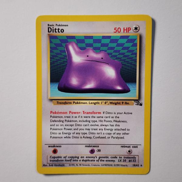Ditto 18/62 Non Holo Rare Fossil Set Pokemon Trading Card ~ Near Mint Condition 