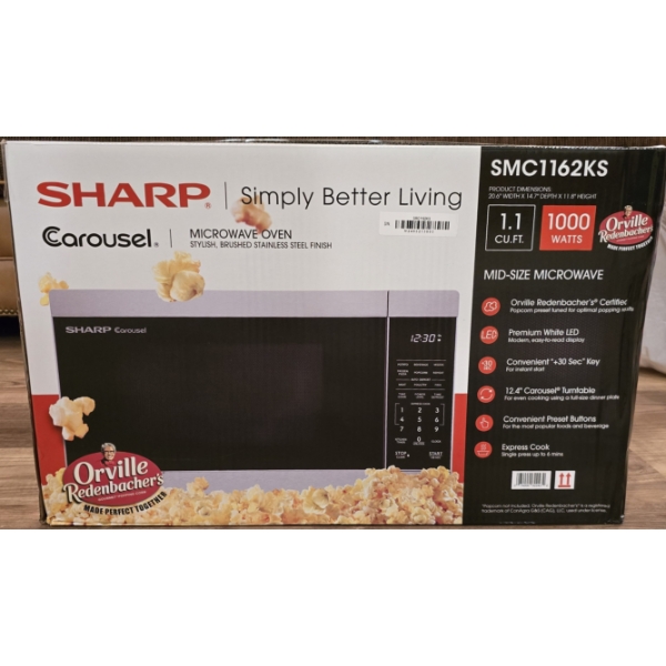 Sharp Carousel SMC1162KS Microwave - 1.1 Cubic Ft. - 20.6" Wide