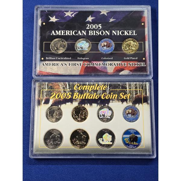 Complete 2005 Buffalo Coin Set & 2005 American Bison Nickel Collection - The Morgan Mint - 12 Coins