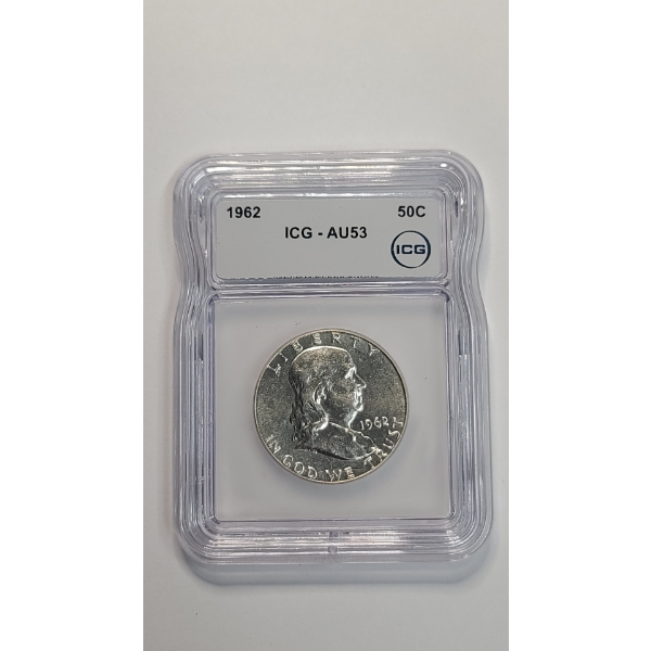 ICG 1962 AU53 90% Silver Franklin Half Dollar