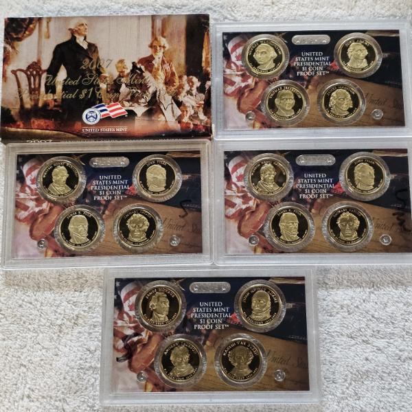Collection of 4 Official United States Mint Presidential $1 Coin Proof Sets