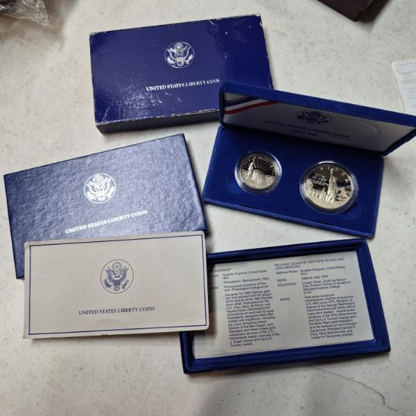 1986 S US Mint Statue Of Liberty Two Coin (26.36 gr) Silver Proof Set In Official Case w COA 
