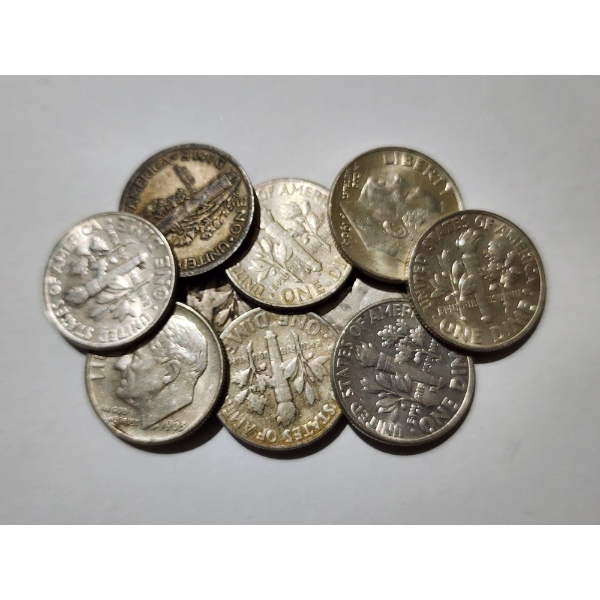 $1.00 Face Value in Assorted 90% Silver United States Dimes ~ 10 Total Dimes!