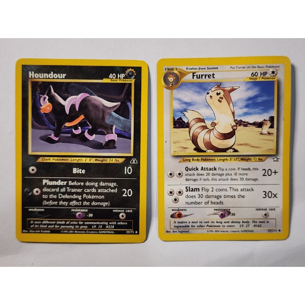 Houndour & Furret Non-Holo Vintage Pokemon Trading Cards