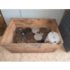 Image 3 : Vintage Wood Crate With Vintage Oil Cans
