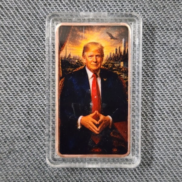 Colorized Donald Trump Patriotic Landscape One Ounce .999 Fine Copper American Legacy Bar
