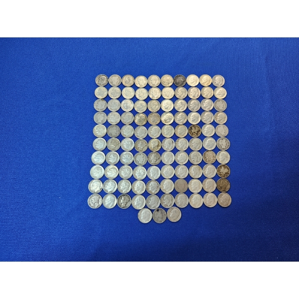 Lot of Assorted Year Dimes: Including Roosevelt, Mercury, and Barber FV: $10.30