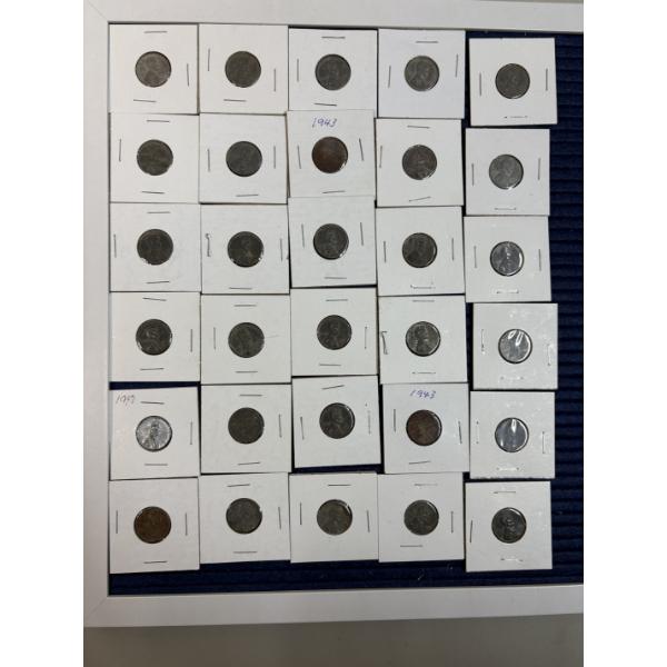 30 Wheat Pennies - FV $0.30 Cents - Various Years - In Stapled Packaging
