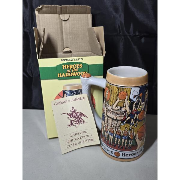 Vintage Budweiser Salutes "Heroes of the Hardwood" Beer Stein 1991 - Limited Edition w/ COA