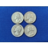 Image 1 : Four Assorted Years Silver Washington Quarters - 90% U.S. Silver - FV: $1.00