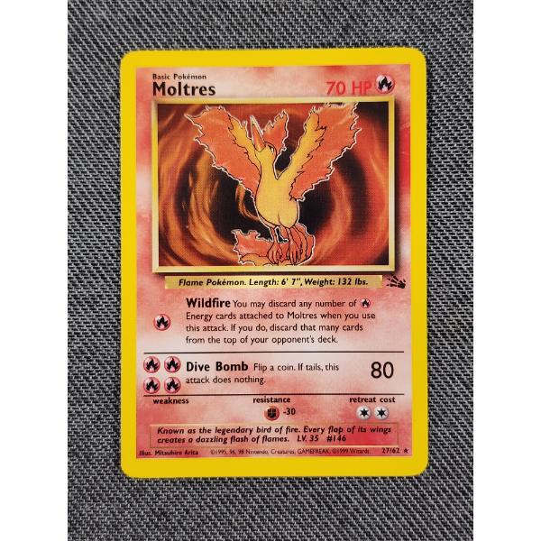 Moltres 27/62 Non Holo Rare Vintage Fossil Pokemon Trading Card ~ NM/LP Condition! 