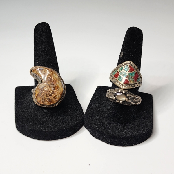 Three Unique Sterling Silver Statement Rings, Various Sizes - Total Weight: 21.4g