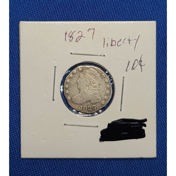 United States 1827 Capped Bust 89.2% Silver Dime