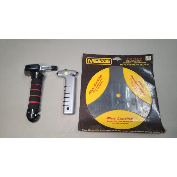 Mclane Reversible Edger Trimmer Replacement Blade & (2) Window Breakers/ Seatbelt Cutters