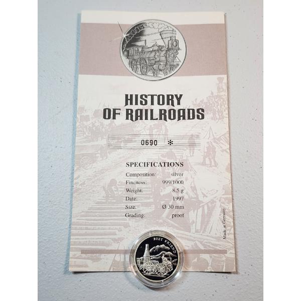 History of the Railroads "Best Friend" Proof .999 Fine Silver Round TW: 8.5g