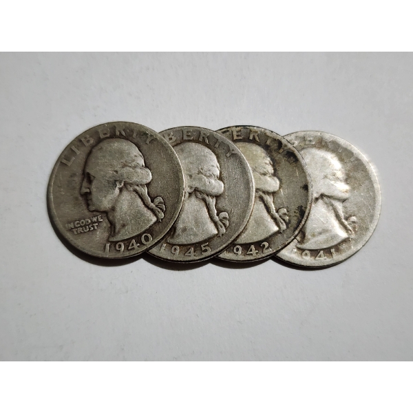 $1.00 Face Value in Assorted United States 90% Silver Washington Head Quarters 