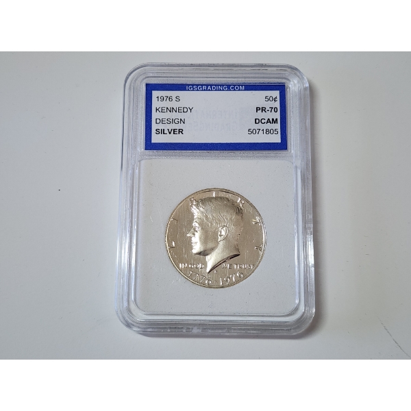 IGS GRADED PR 70 DCAM 1976-S Kennedy Silver Half Dollar 