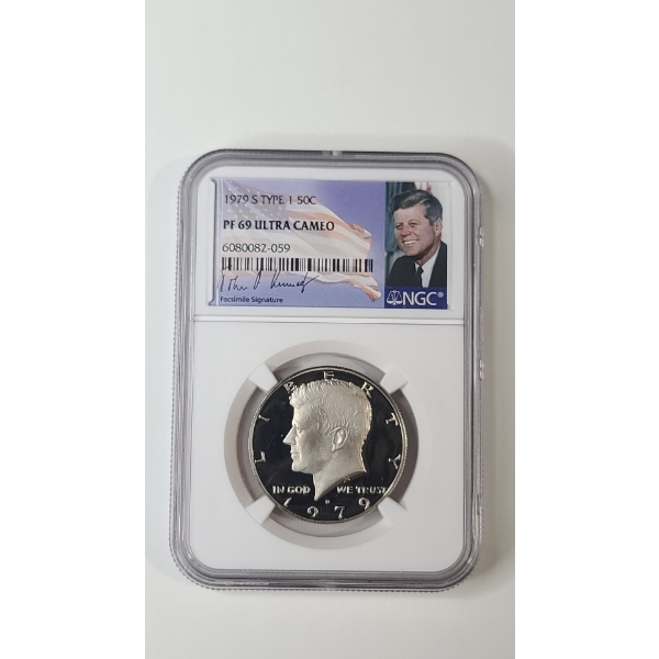 NGC 1979-S Type 1 PF 69 ULTRA CAMEO Kennedy Half Dollar With Kennedy Facsimile Signature