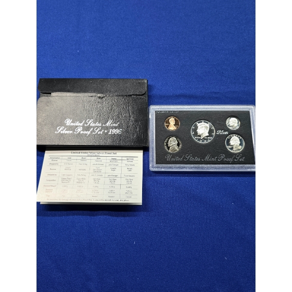 1996- S United States Mint Silver Proof Set - 5 Coin Set with Display Case