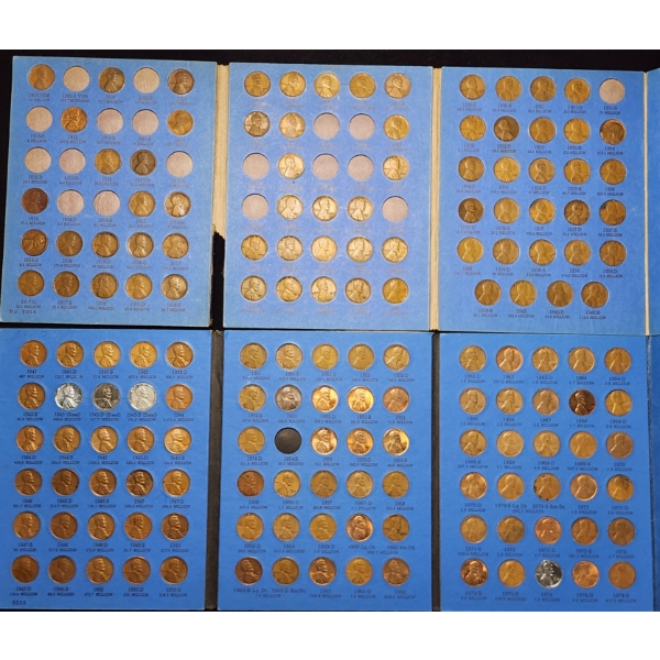 Two Partially Filled Penny Books Ft. Over $1.50 in Face Value Pennies - Many Wheat & Even Steel!