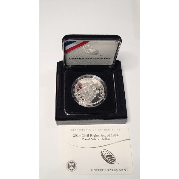 United States Mint 2014 Civil Rights Act Of 1964 Proof 90% Silver Dollar