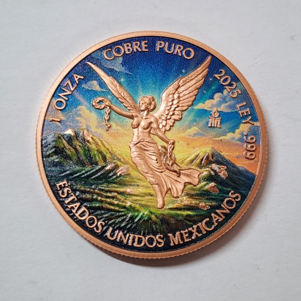 2025 1 Onza Mexico Libertad Tribute 1 oz .999 Fine Copper Colorized Round