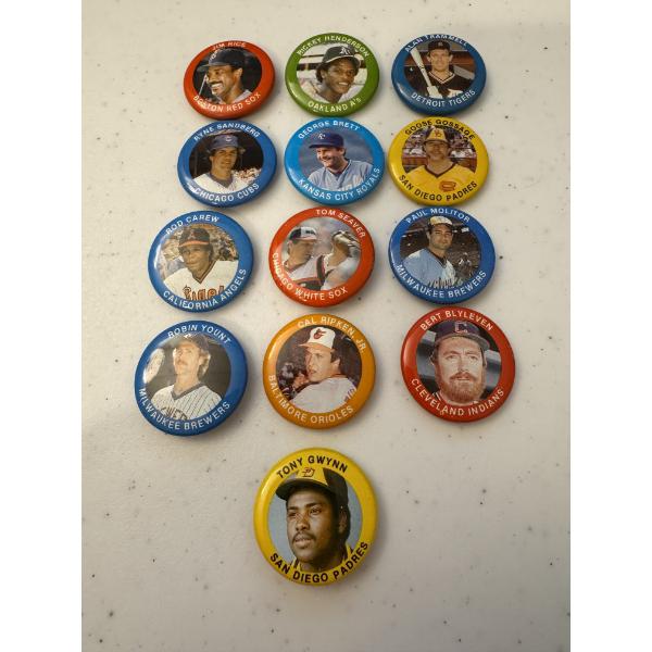 1984 Hall Of Fame MLB Baseball Fun Food Baseball Buttons - Rare Collection - Mint Condition