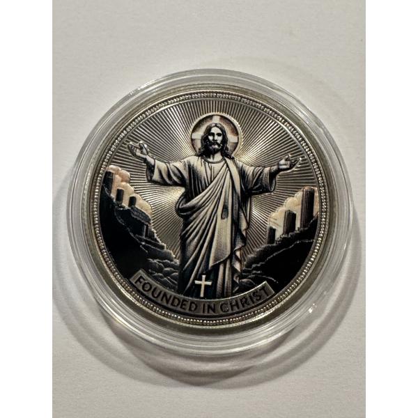 Founded In Jesus Christ Commemorative .999 Silver Plated Challenge Coin - Mint Condition
