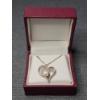Image 2 : Sterling Silver Heart Necklace & White Sapphire Earring Set by Helzberg Diamonds W/ Warranty