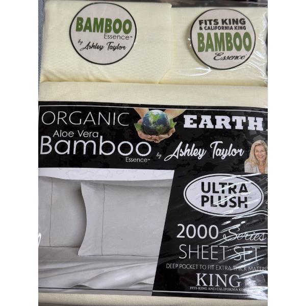 Ashley Taylor Brand Organic Aloe Vera Bamboo King Size Sheet Set - Brand New In The Package