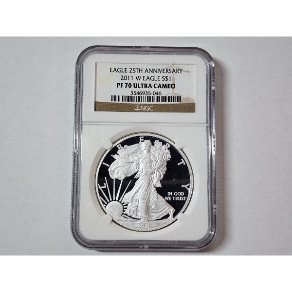 2011-W American Silver Eagle - 1 oz .999 Fine Silver - 25th Anniv. NGC PF 70 ULTRA CAMEO