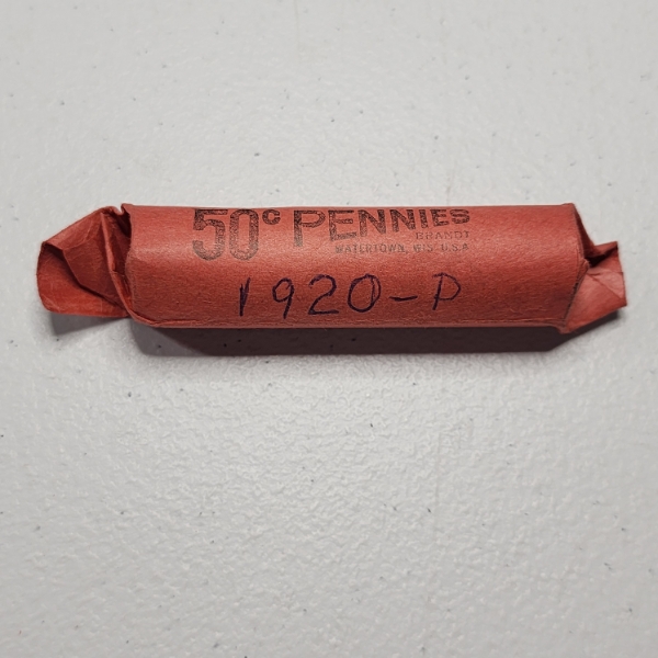 Roll of United States 1920-P Lincoln Wheat Pennies 