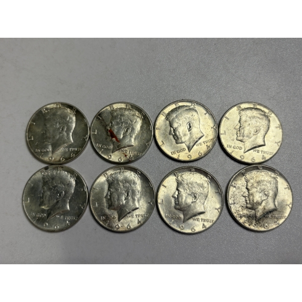 90% Silver - 1964 Kennedy Half Dollars - FV $ 4.00 - ASW: 0.3617oz