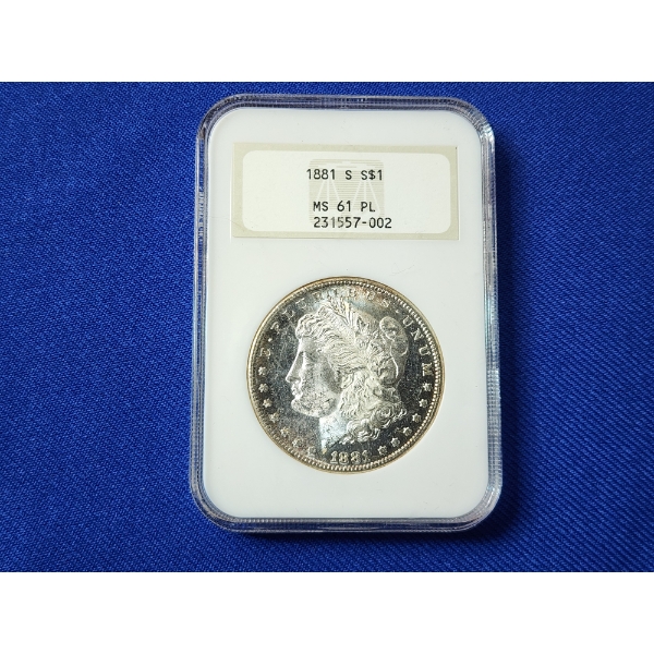 1881- S Morgan Silver Dollar NCG MS 61 Proof-Like!