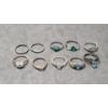 Image 5 : Assorted Sterling Silver Rings With Blue, Green & White Stones - Sizes 8 & 9 - Total Weight: 27g