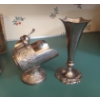 Image 1 : Vintage Silver Plate Sugar Scuttle With small Scoop & SP Bud Vase