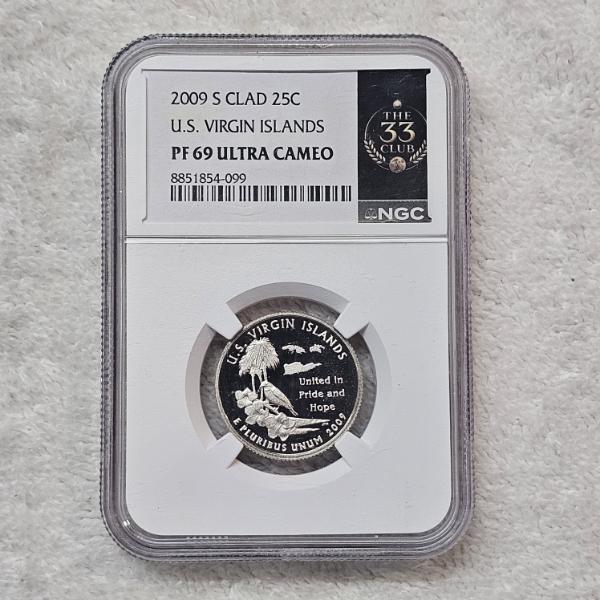NGC PF 69 ULTRA CAMEO 2009 S Clad U.S. Virgin Islands Quarter
